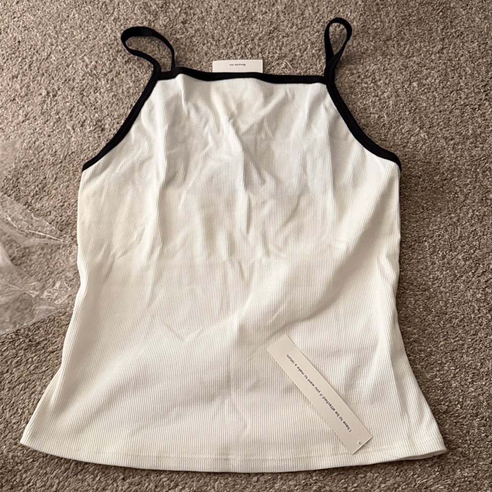 reformation Arnie Tank, White With Black, NWT, size L - Picture 6 of 10